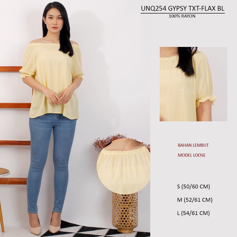 Atasan Blouse Wanita Lengan Pendek Rayon (UNQ254 GYPSY CONTRAST BLOUSE)
