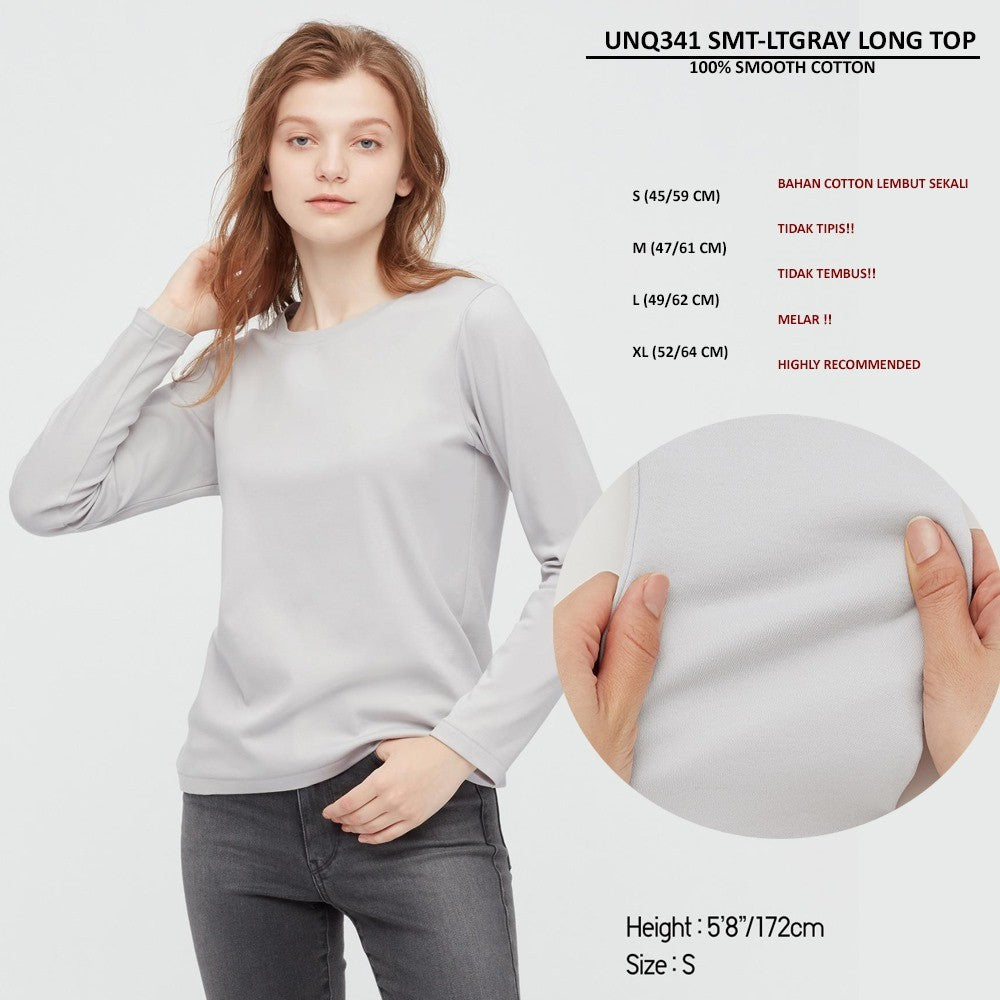 Atasan kaos Wanita Lengan Panjang (UNQ341 SMOOTH LONG TOP)