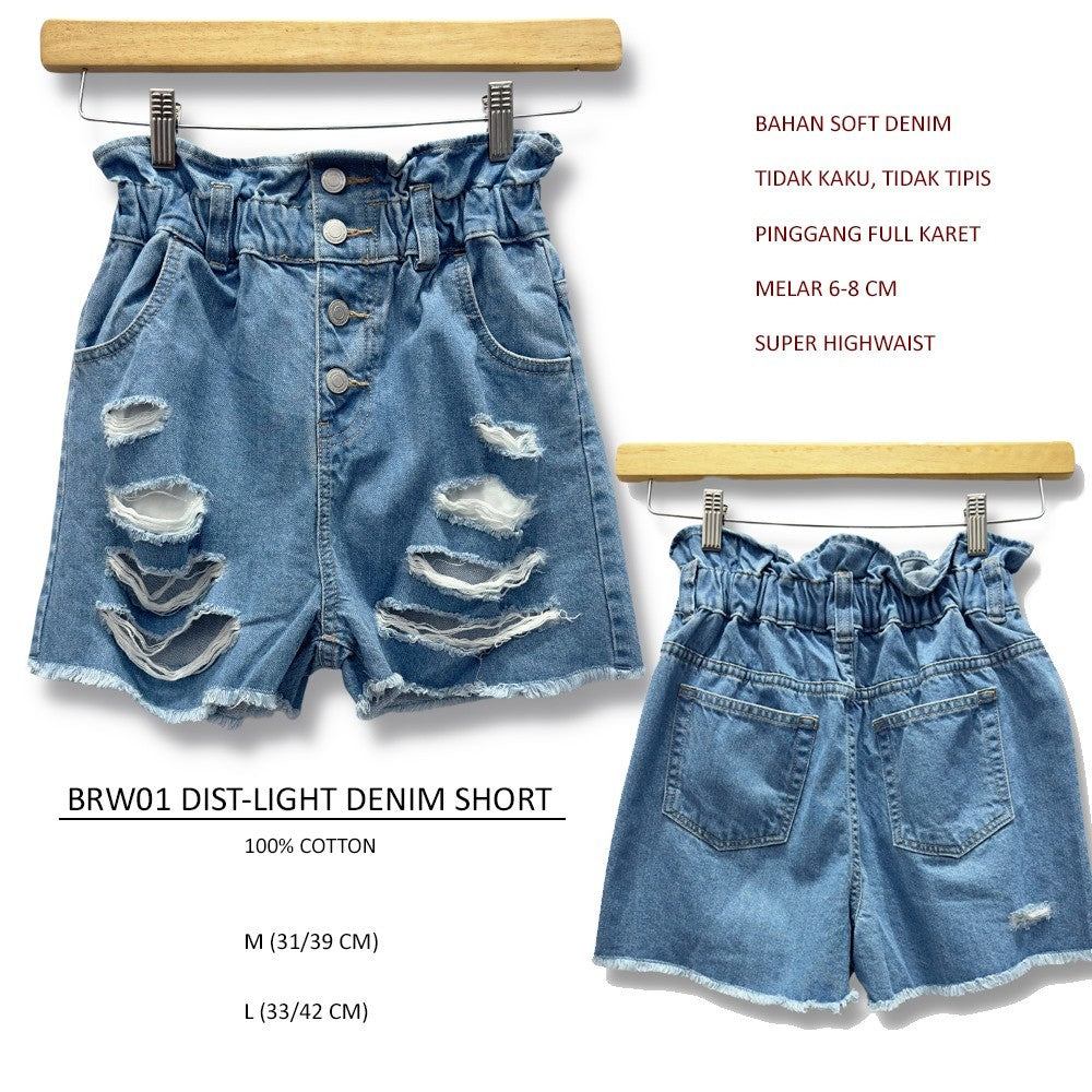 Celana Pendek Jeans Wanita Bahan Soft Denim Highrise (BRW01 DENIM SHORT)