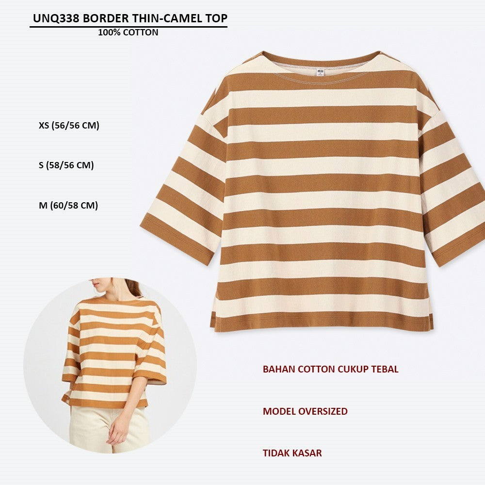 Atasan Kaos Wanita Lengan Pendek Oversized (UNQ338 BORDER OVSZED TOP)