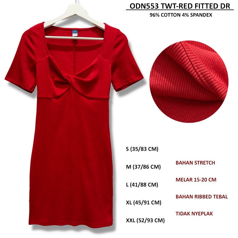 Dress Mini Kasual Wanita Lengan Pendek (ODN553 TWIST FITTED DR)
