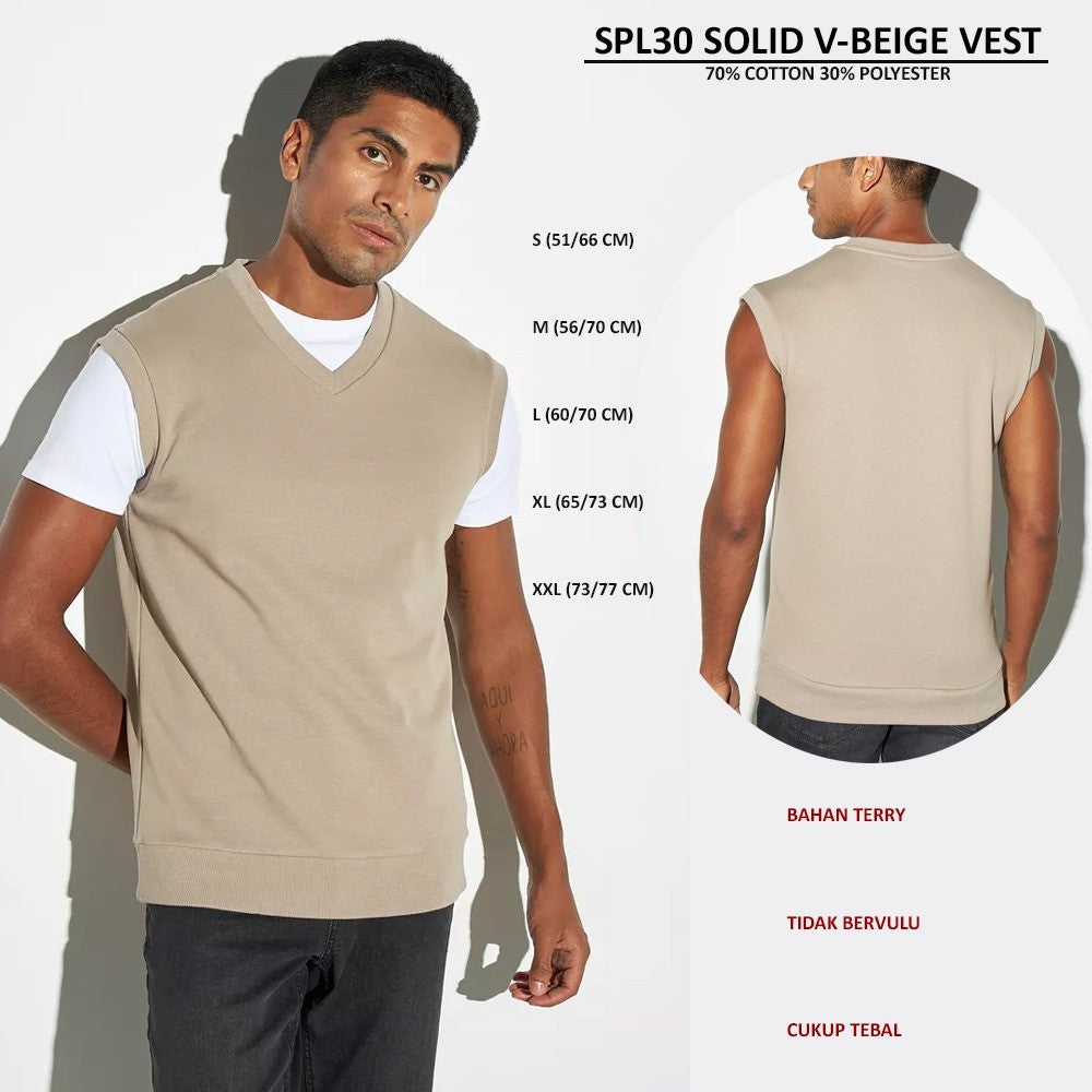 Atasan Rompi Pria Bahan Terry Vneck (SPL30 SOLID VEST)