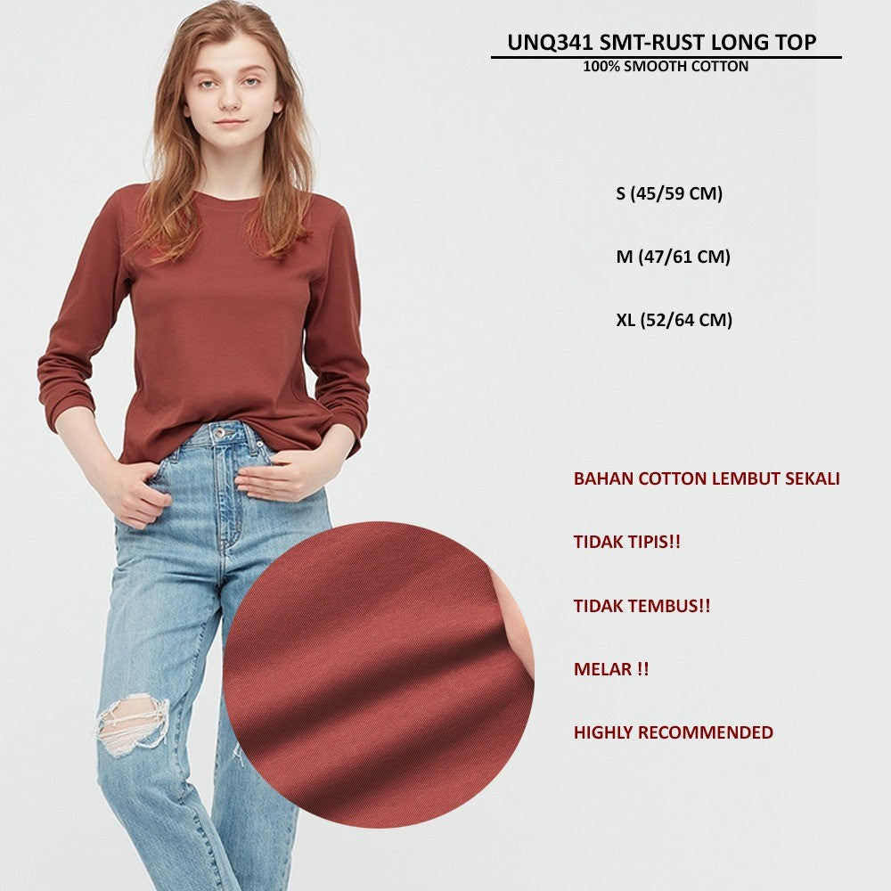 Atasan kaos Wanita Lengan Panjang (UNQ341 SMOOTH LONG TOP)