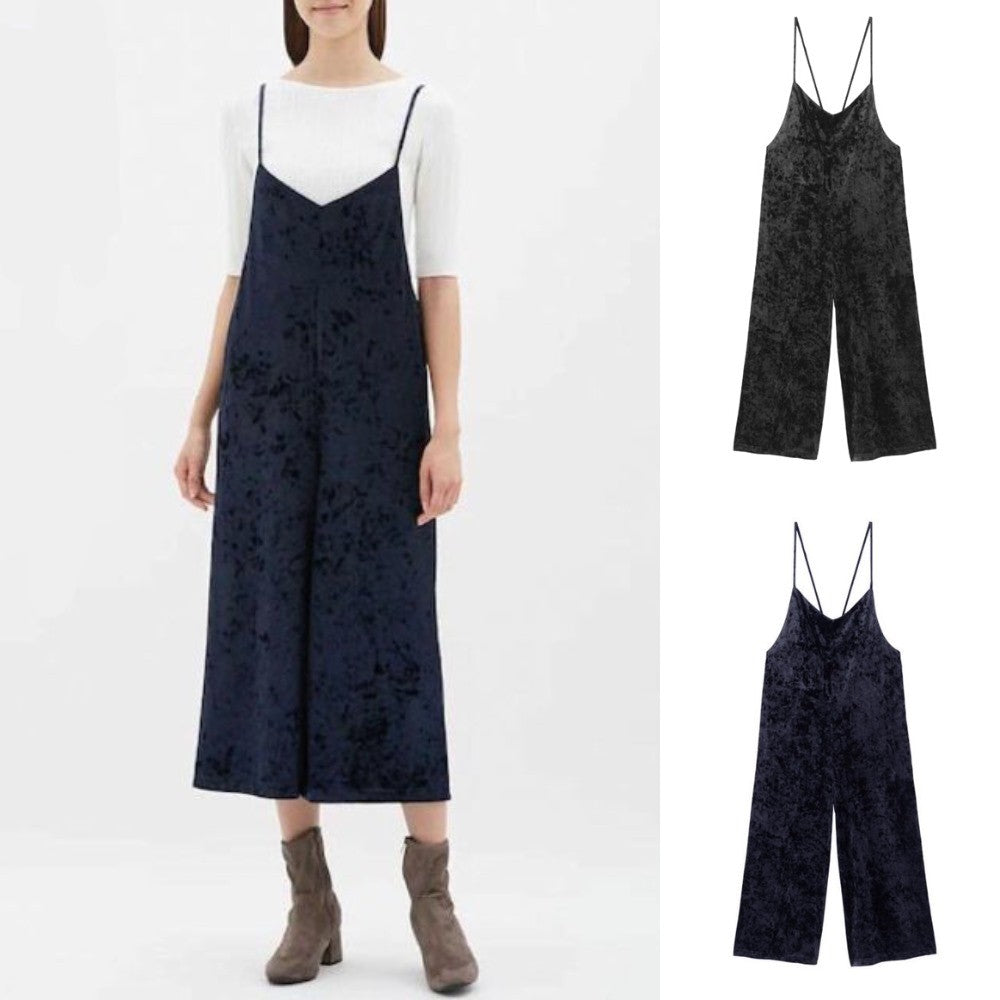 Jumpsuit Wanita Tanpa Lengan Soft Velvet (UNQ296 VELOUR OVERALL)