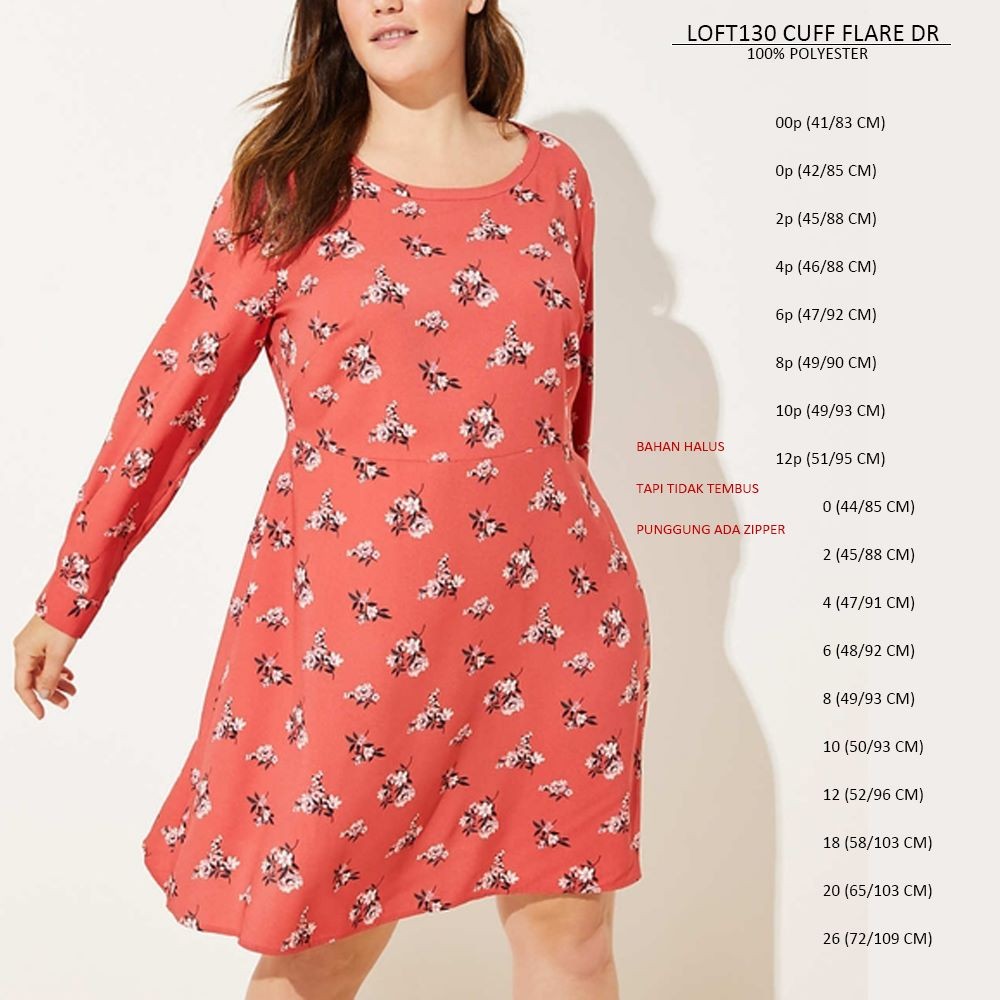 Dress Mini Casual Wanita Lengan Panjang (LOFT130 CUFF FLARE DR)
