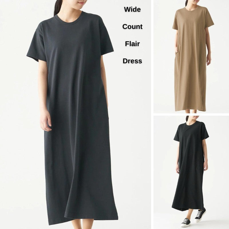 Dress Maxi Wanita Casual Lengan pendek (MJI01 TAV FLARE DRESS)