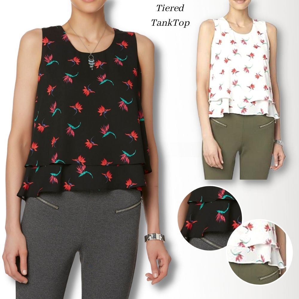 Blouse Wanita Chiffon Tanpa Lengan Tiered (SIM05 TIERED TOP)