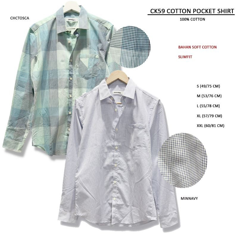 Atasan Kemeja Pria Lengan Panjang (CK59 COTTON POCKET SHIRT)