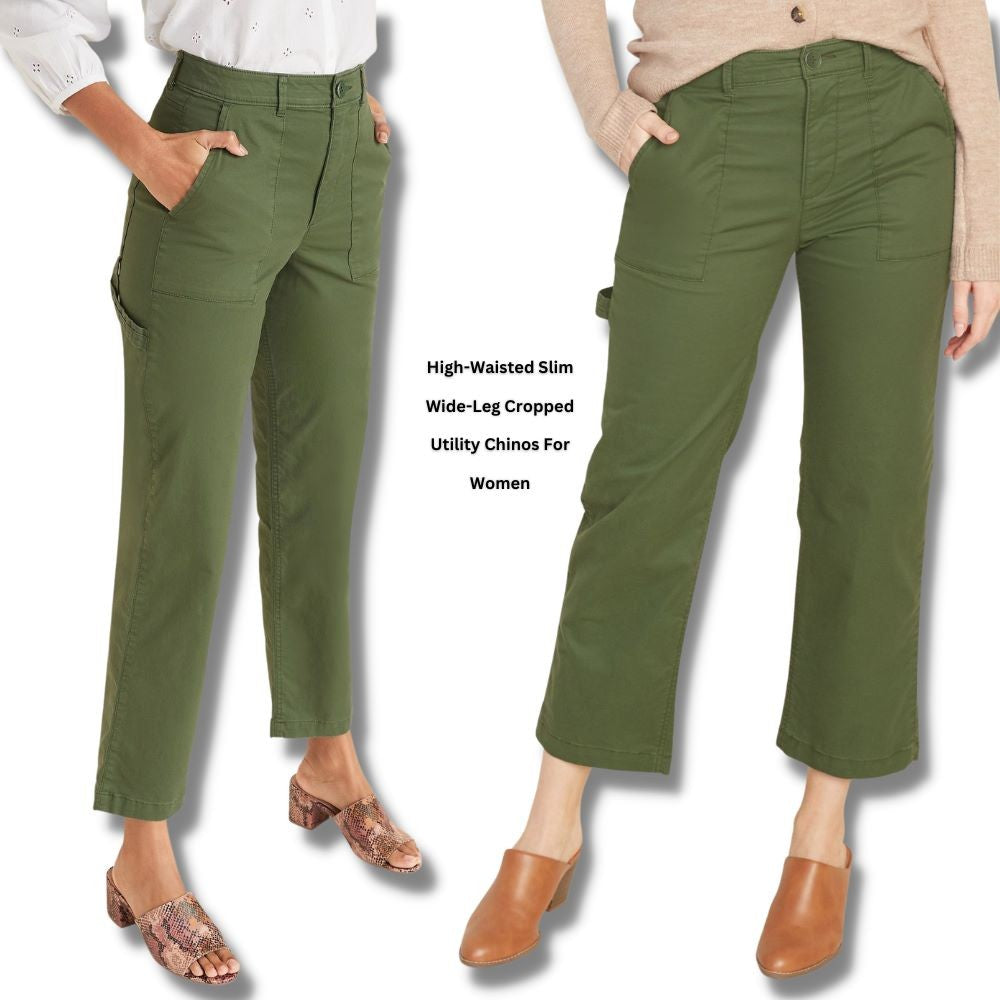 Celana Panjang Chino Wanita Catton Twill (ODN526 SLIM-WIDE MLTGREEN CHINO)