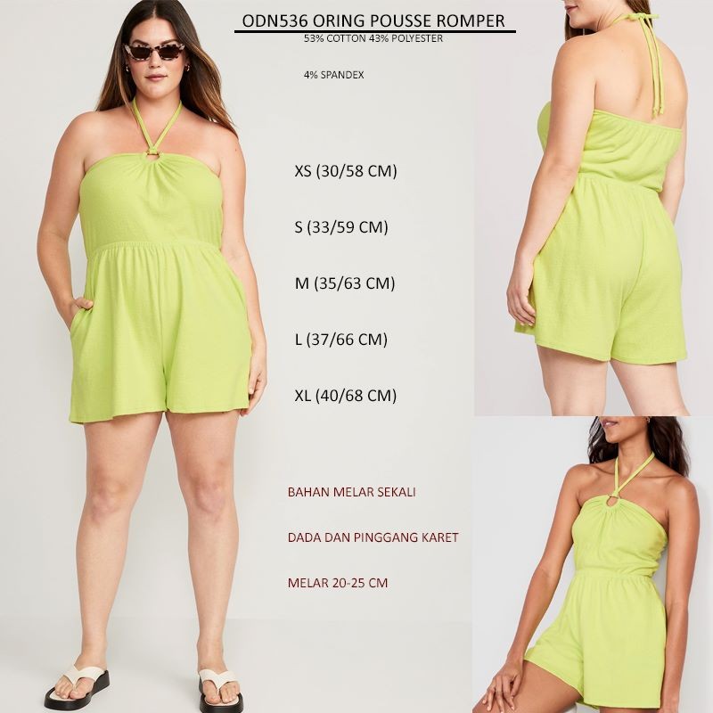 Atasan Romper Wanita Tanpa Lengan (ODN536 ORING ROMPER)
