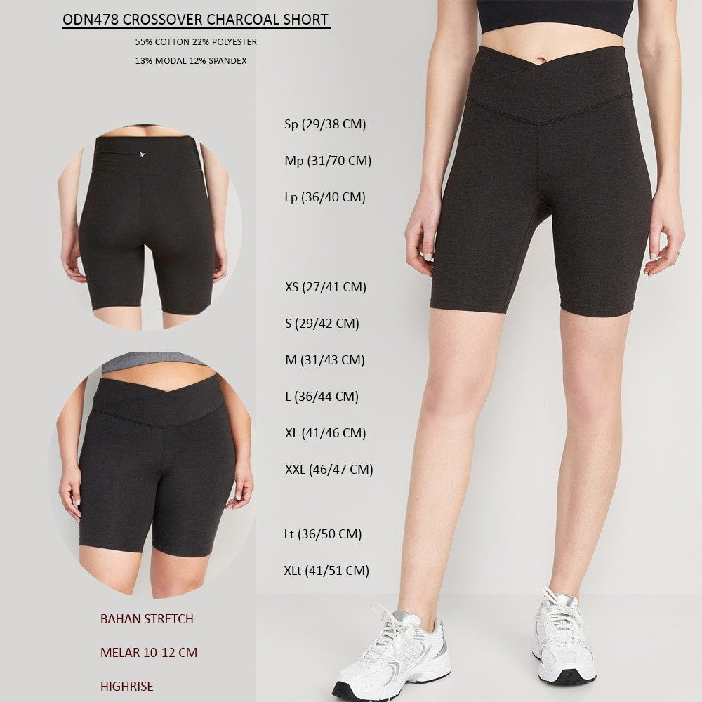 Celana Legging Pendek Olahraga Wanita Bike Short (ODN478 CROSSOVER SHORT)