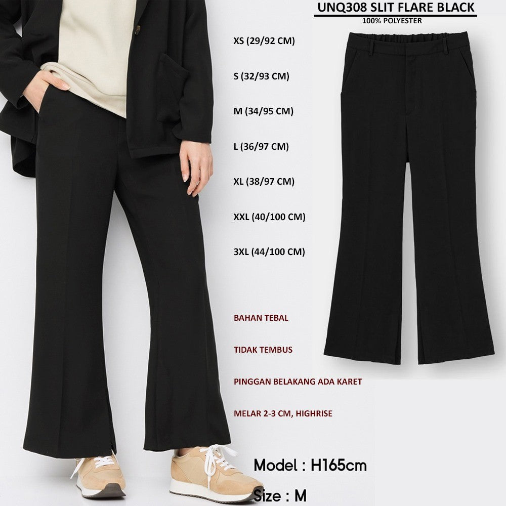 Celana Panjang Office Wanita Highrise (UNQ308 SLIT FLARE PANTS)