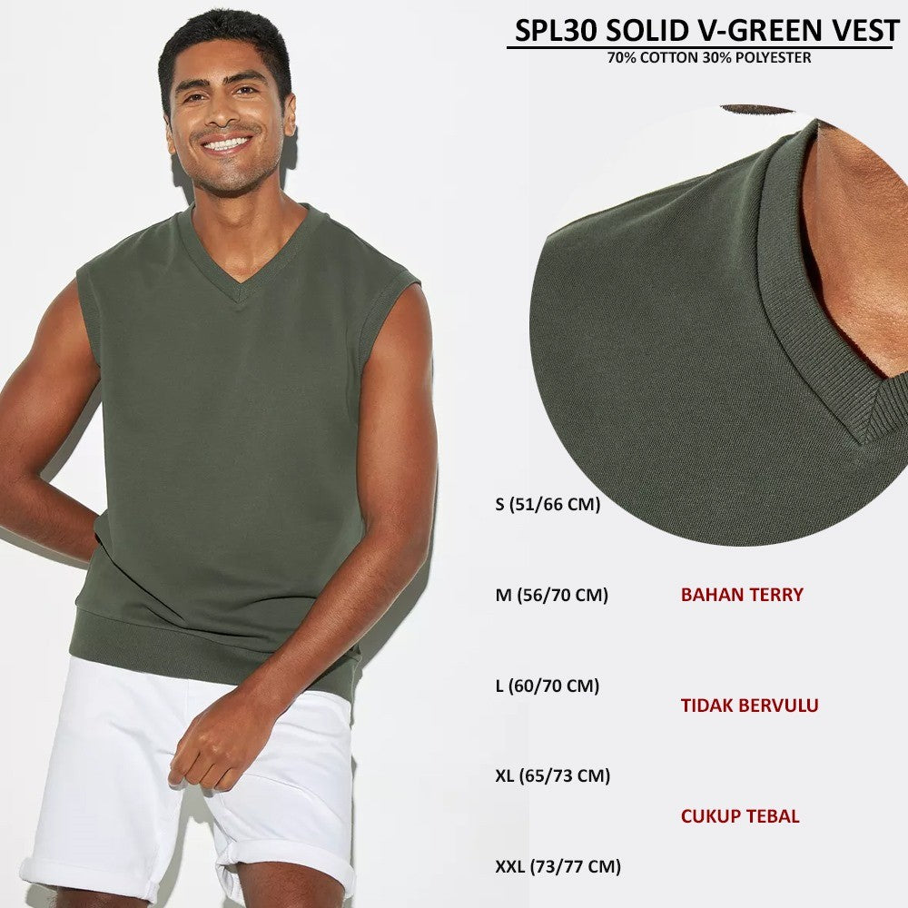 Atasan Rompi Pria Bahan Terry Vneck (SPL30 SOLID VEST)