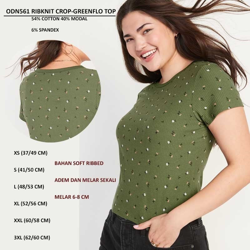 Atasan Kaos crop Wanita Lengan Pendek (ODN561 RIBKNIT CROP TOP)