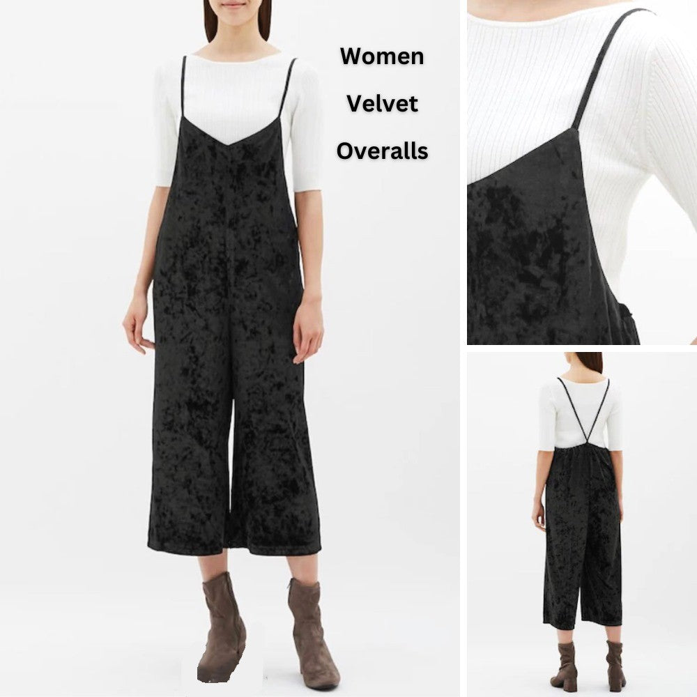 Jumpsuit Wanita Tanpa Lengan Soft Velvet (UNQ296 VELOUR OVERALL)