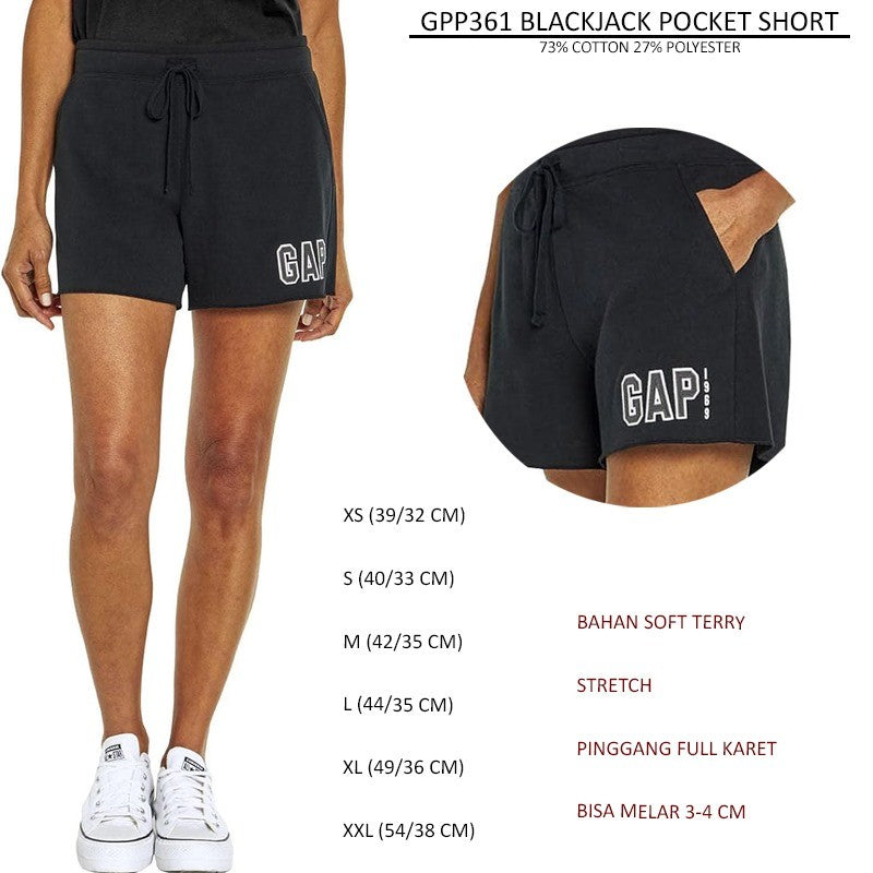 Celana Pendek Wanita Casual Soft Terry Polos (GPP362 POCKET SHORT)