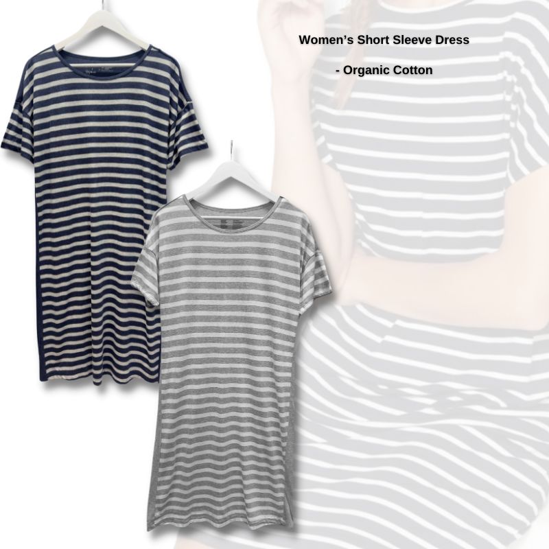 Dress Midi Casual Wanita Lengan Pendek Cotton (MJI11 MINIBOR DRESS)