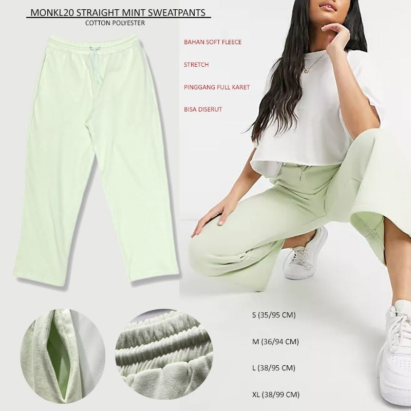 Celana Panjang Sweatpants Wanita (MONKL20 STRAIGHT MINT SWEATPANTS)