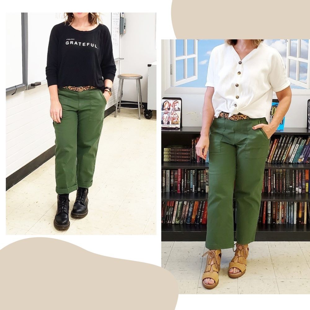 Celana Panjang Chino Wanita Catton Twill (ODN526 SLIM-WIDE MLTGREEN CHINO)