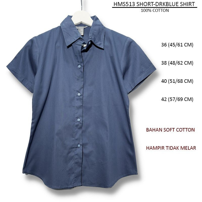 Kemeja Kasual Wanita Lengan Pendek Soft Cotton (HMS513 SHORT SHIRT)