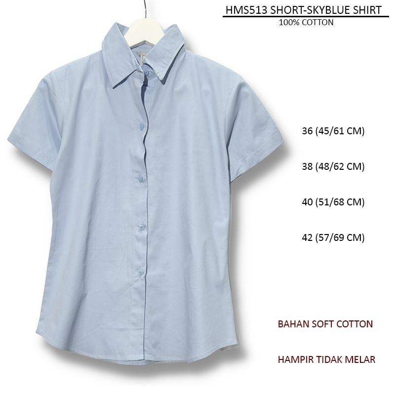 Kemeja Kasual Wanita Lengan Pendek Soft Cotton (HMS513 SHORT SHIRT)