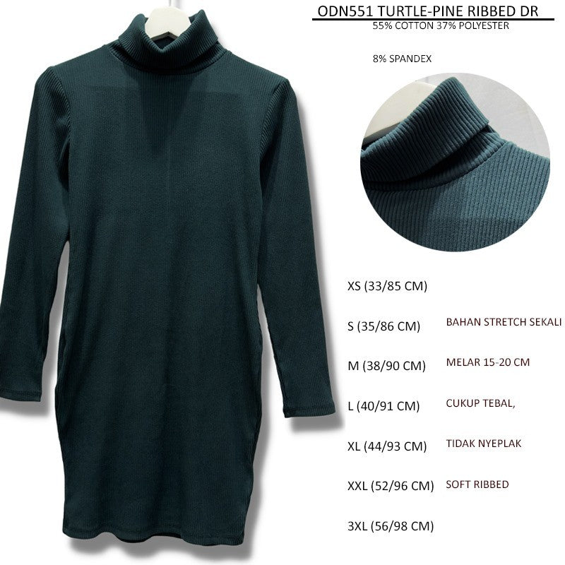 Dress Mini Casual Wanita Lengan Panjang (ODN551 TURTLE RIBBED DR)
