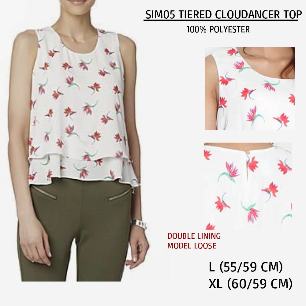 Blouse Wanita Chiffon Tanpa Lengan Tiered (SIM05 TIERED TOP)
