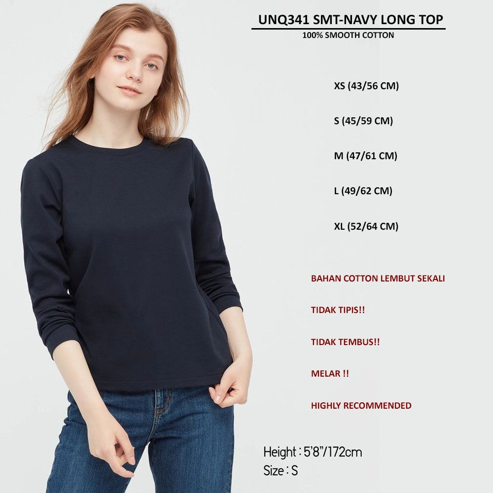 Atasan kaos Wanita Lengan Panjang (UNQ341 SMOOTH LONG TOP)