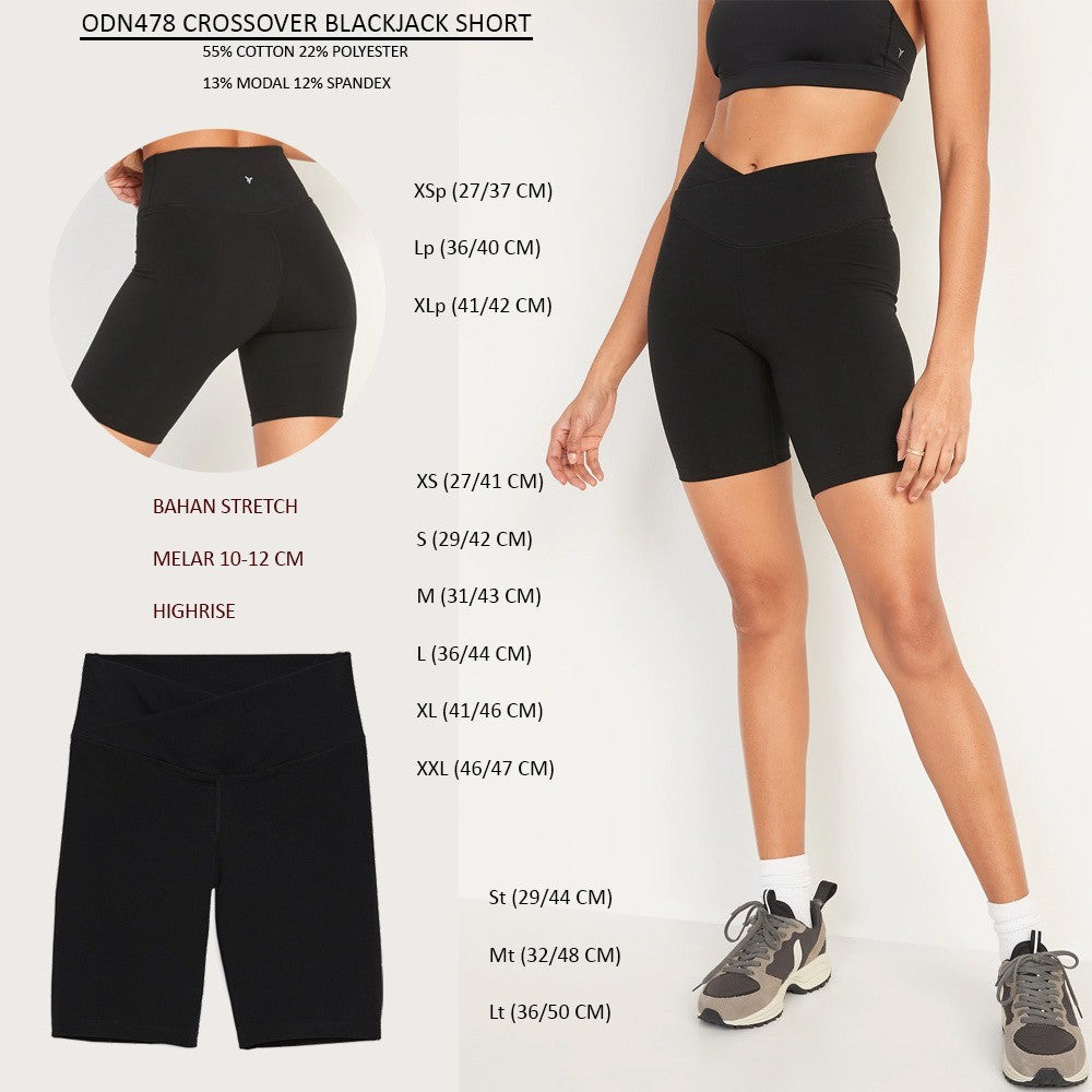 Celana Legging Pendek Olahraga Wanita Bike Short (ODN478 CROSSOVER SHORT)