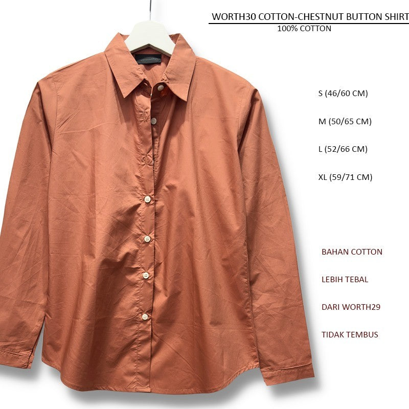Atasan Kemeja Wanita Lengan Panjang (WORTH30 COTTON BUTTON SHIRT)