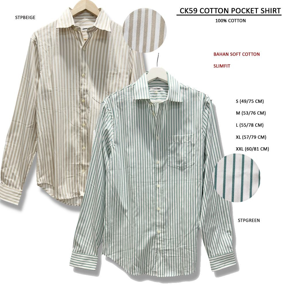 Atasan Kemeja Pria Lengan Panjang (CK59 COTTON POCKET SHIRT)