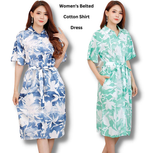 Dress Midi Casual Wanita Lengan Panjang (MONKL16 SHIRT DRESS)