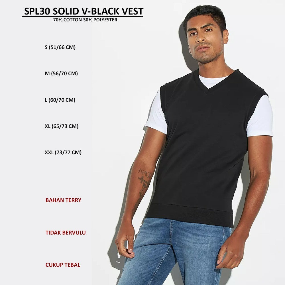 Atasan Rompi Pria Bahan Terry Vneck (SPL30 SOLID VEST)