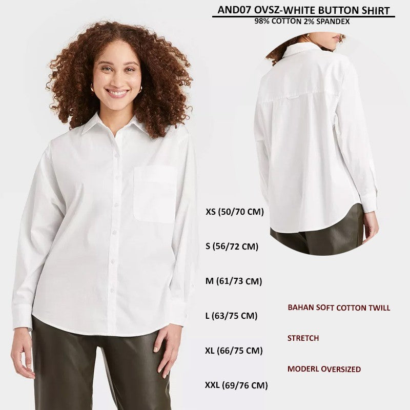Atasan Kemeja Wanita Lengan Panjang Oversized (AND07 OVSZ BUTTON SHIRT)
