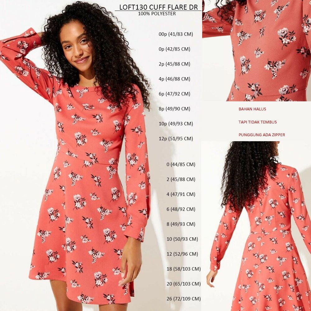 Dress Mini Casual Wanita Lengan Panjang (LOFT130 CUFF FLARE DR)