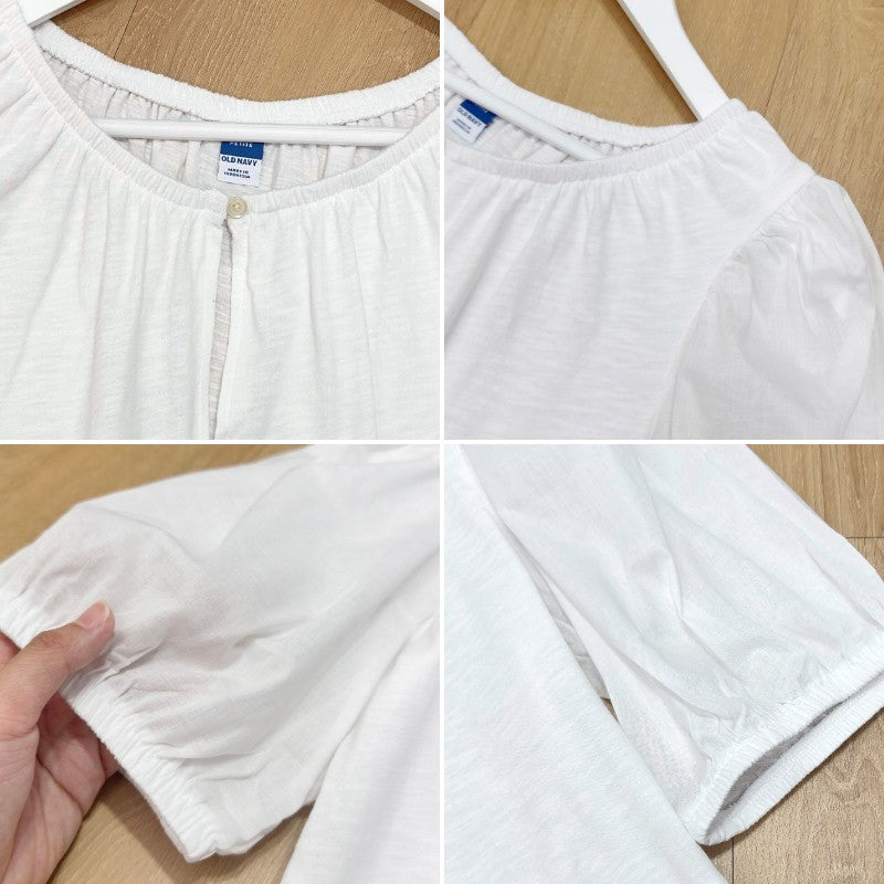 Atasan kaos Wanita Lengan Pendek (ODN568 SWING-WHITE POPLIN TOP)