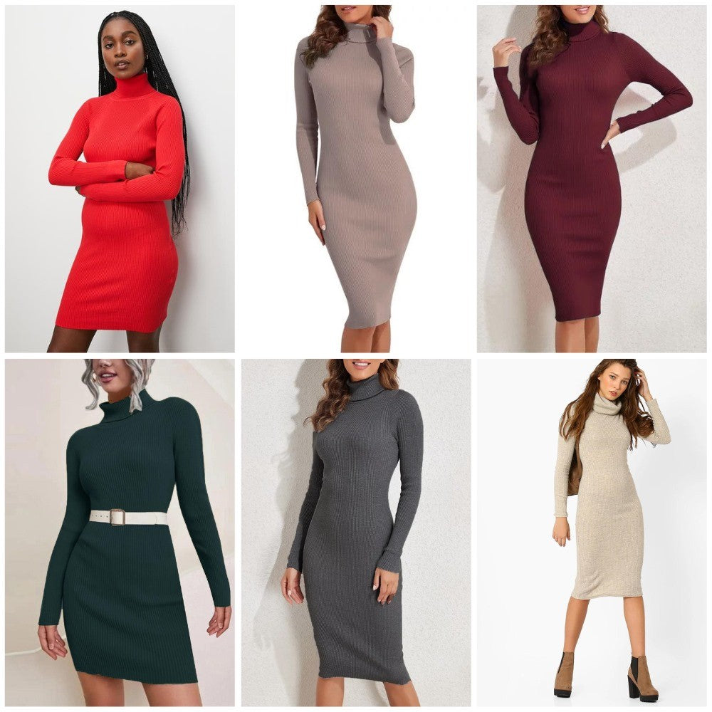 Dress Mini Casual Wanita Lengan Panjang (ODN551 TURTLE RIBBED DR)
