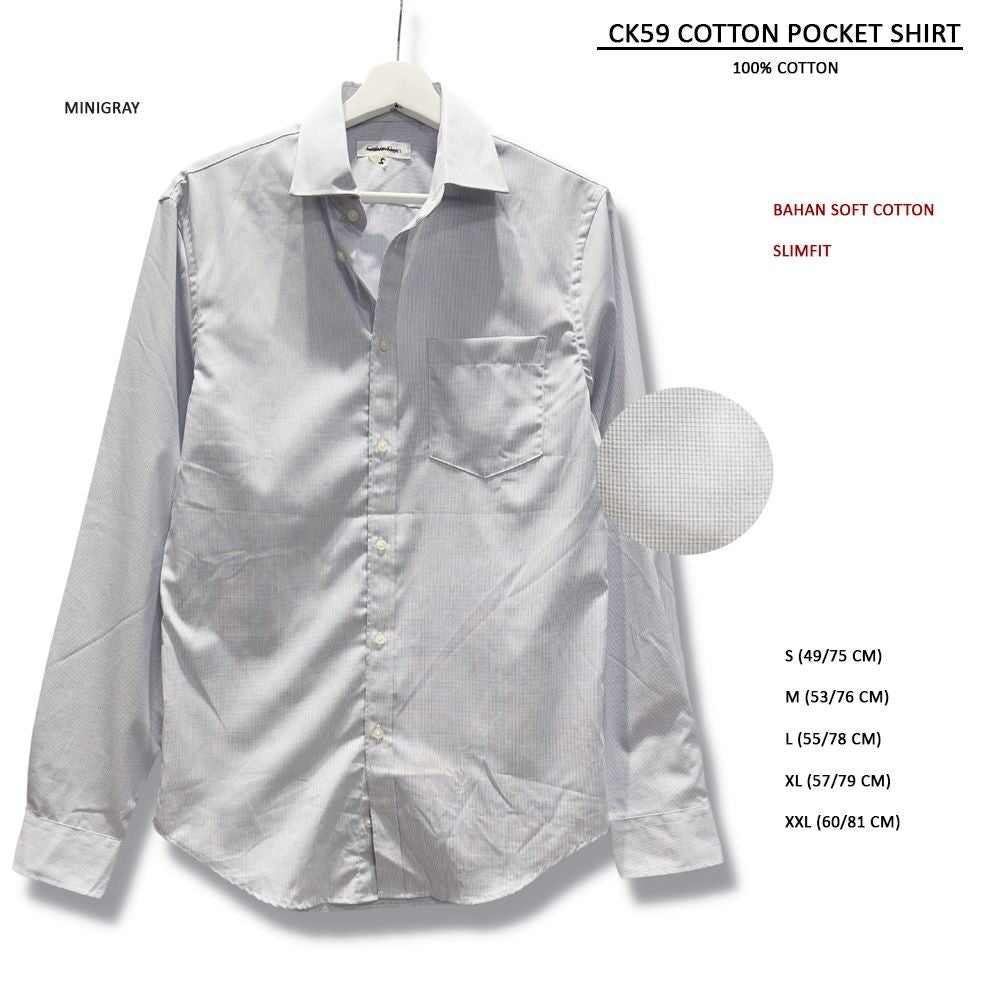 Atasan Kemeja Pria Lengan Panjang (CK59 COTTON POCKET SHIRT)