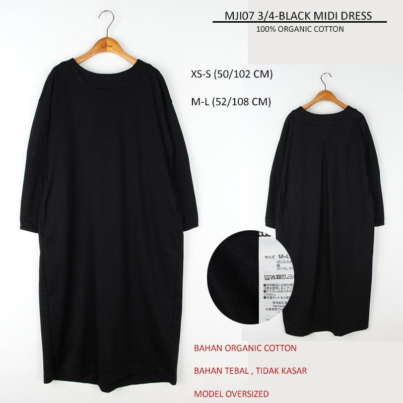 Dress Midi Casual Wanita Lengan panjang (MJI07 MIDI DRESS)
