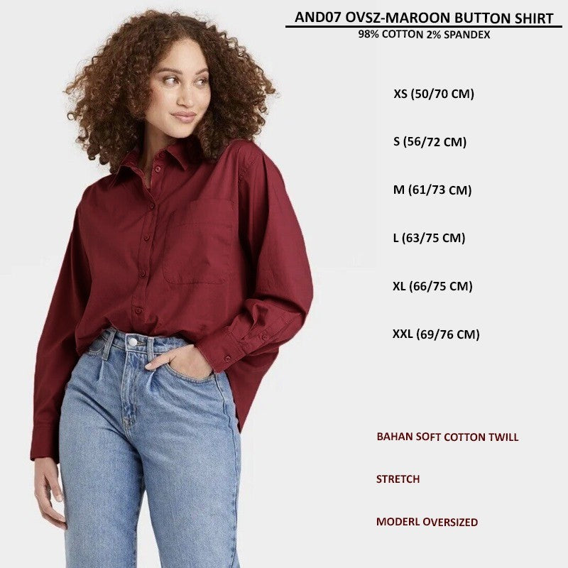 Atasan Kemeja Wanita Lengan Panjang Oversized (AND07 OVSZ BUTTON SHIRT)