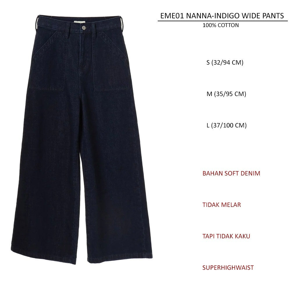 Celana Jeans Wanita Soft Denim Highwaist (EME01 NANNA WIDE PANTS)