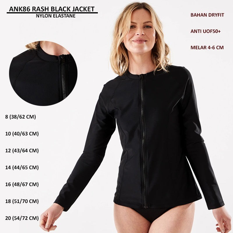 Jacket Sport Wanita Lengan Panjang (ANK86 RASH BLACK JACKET)