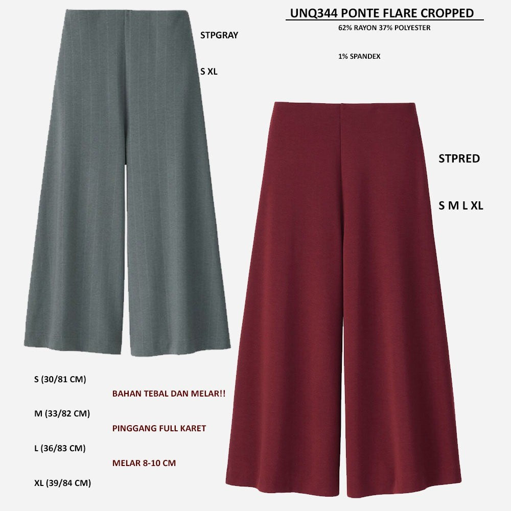 Celana Panjang Kulot Wanita (UNQ344 PONTE FLARE CROPPED)