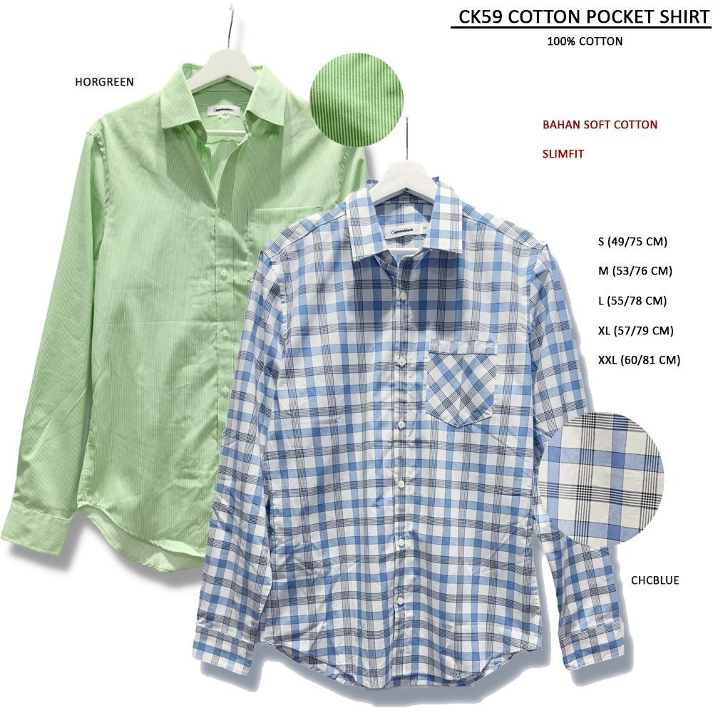 Atasan Kemeja Pria Lengan Panjang (CK59 COTTON POCKET SHIRT)