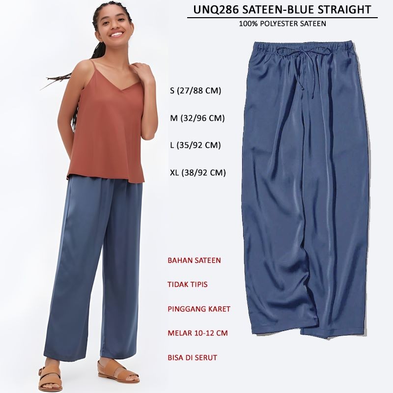 Celana Panjang Wanita Pinggang Karet Bisa di Serut (UNQ286 SATEEN STRAIGHT)