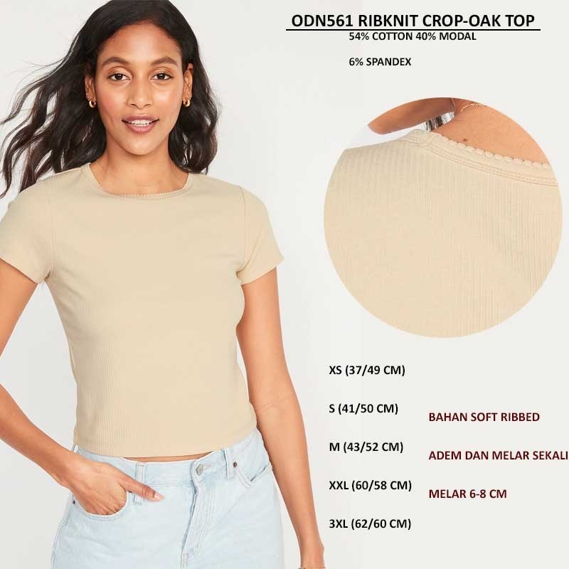 Atasan Kaos crop Wanita Lengan Pendek (ODN561 RIBKNIT CROP TOP)