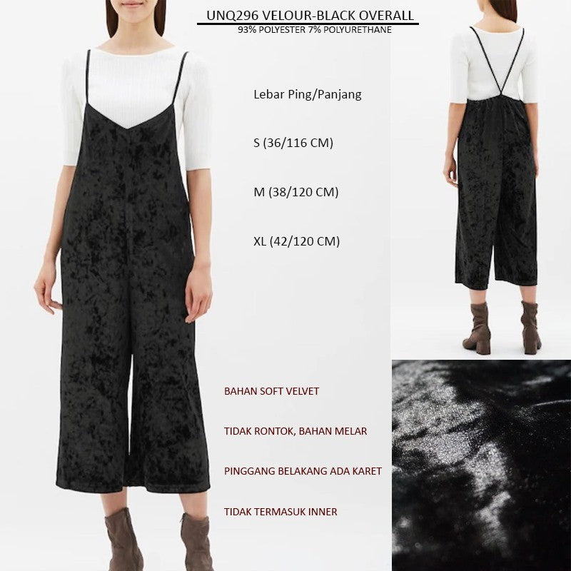 Jumpsuit Wanita Tanpa Lengan Soft Velvet (UNQ296 VELOUR OVERALL)