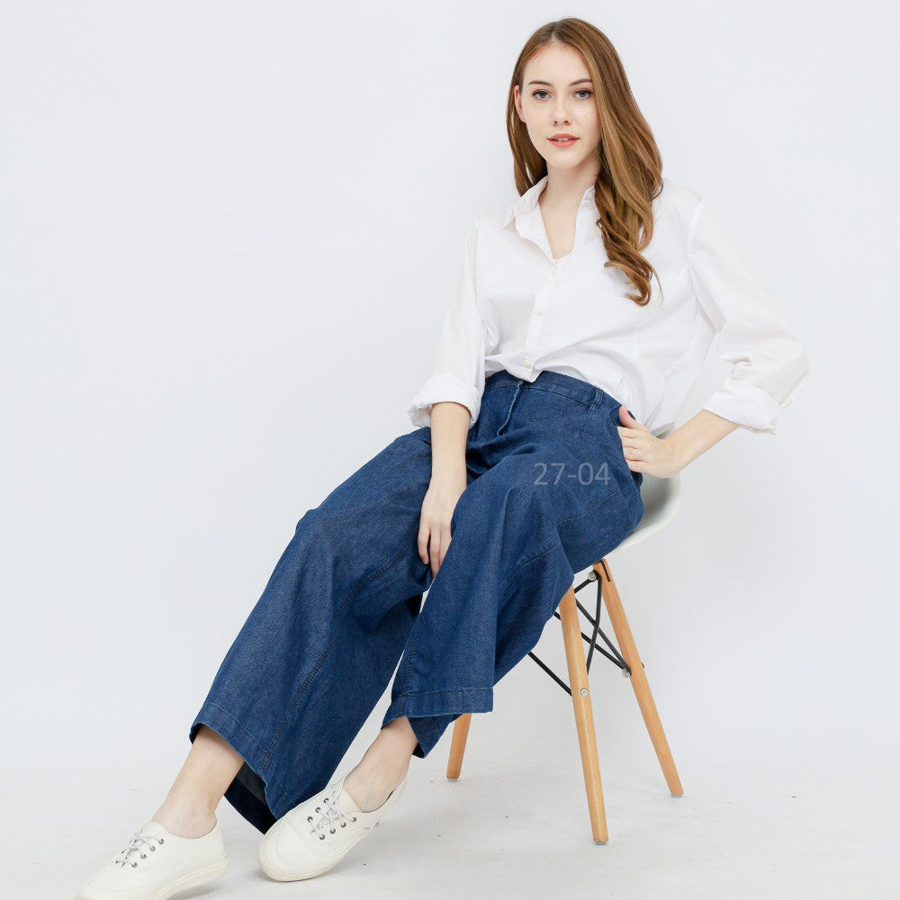 Celana Kulot Wanita Denim Wide Cotton Jeans Highrise (PGO04 DARKDENIM WIDE CULLOTE)