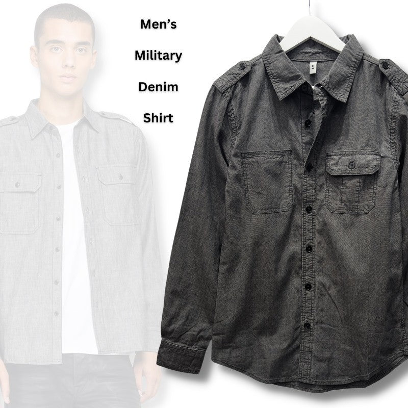 Kemeja Pria Denim Regular Lengan Panjang (JPN37 DENIM DRGRAY SHIRT)