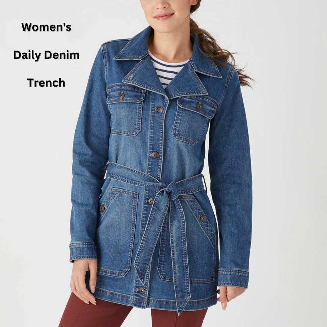 Jacket Denim Wanita Lengan Panjang Stretch (DLT01 DAILY DENIM TRENCH)